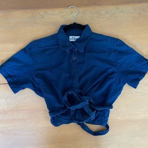 Cropped Button Down Wrap Top